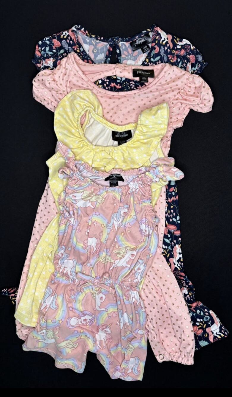 PICAPINO Baby-Toddler Romper Bundle | Girl | Sizes 6-9 mo | 18 mo